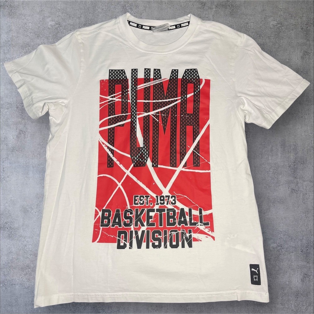 Mens Puma Blueprint Basketball Crew Neck Short Sleeve T-Shirt Size M White